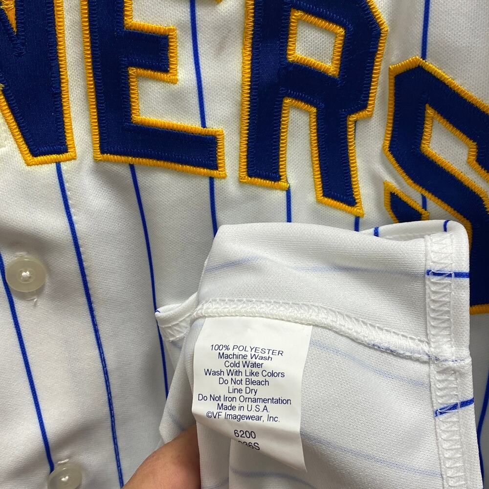 Milwaukee Brewers MLB Authentic Collection Jersey Uniform Majestic Pinstripe - Picture 10 of 11